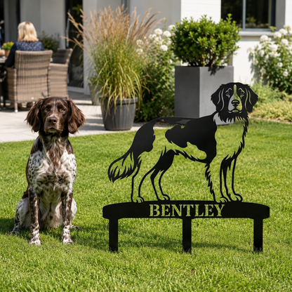 Personalized Small Munsterlander Garden Metal Sign With Stakes. Custom Dog Lover Name Gift
