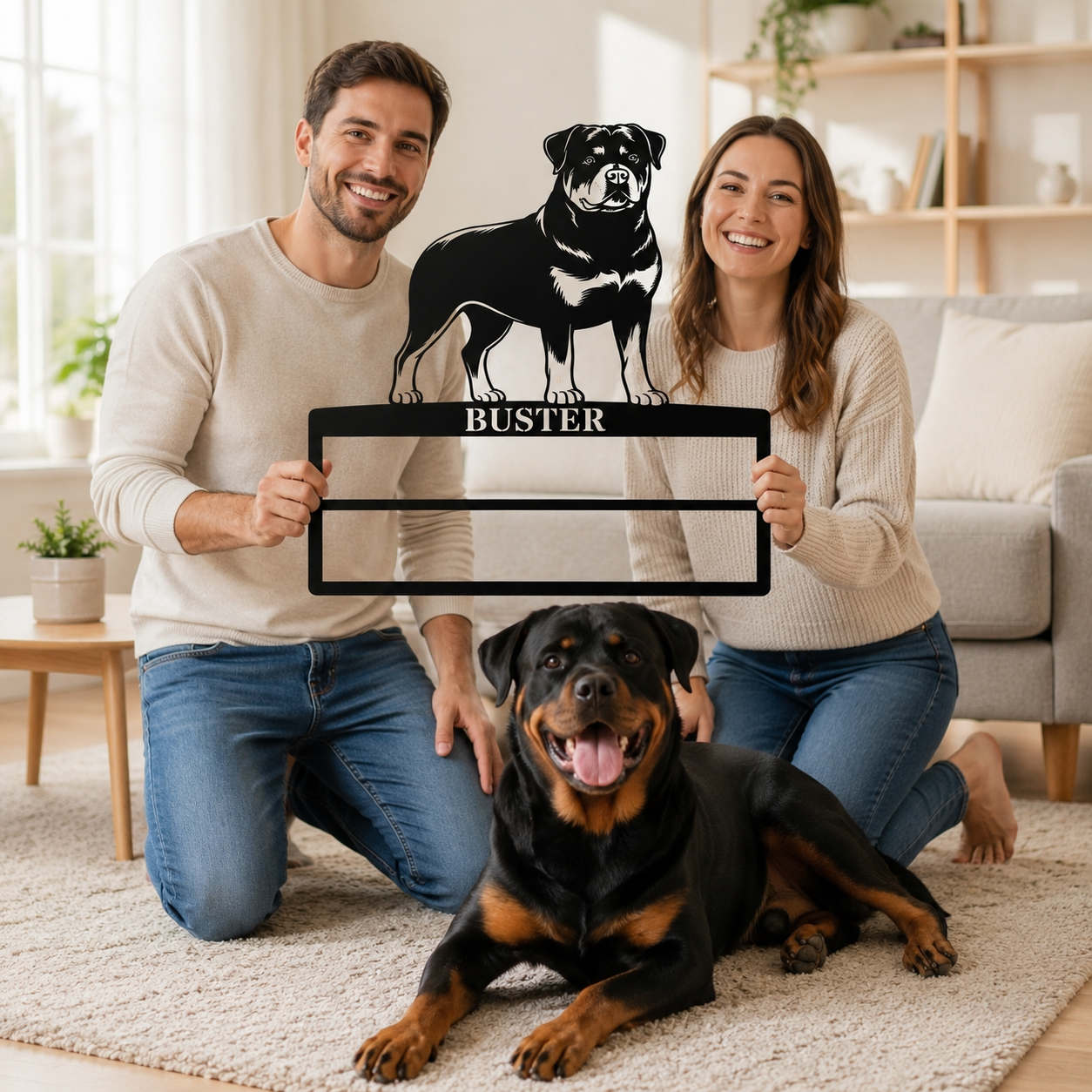 Personalized Rottweiler Rosette Metal Sign. Custom Champion Name Ribbon Display