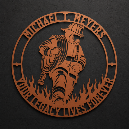 Personalized Firefighter Award Name Metal Sign Gift. Custom Volunteer Wall Decor