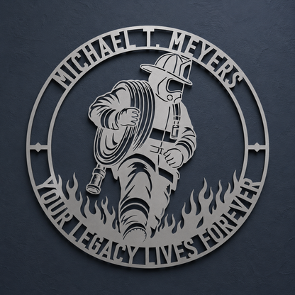 Personalized Firefighter Award Name Metal Sign Gift. Custom Volunteer Wall Decor