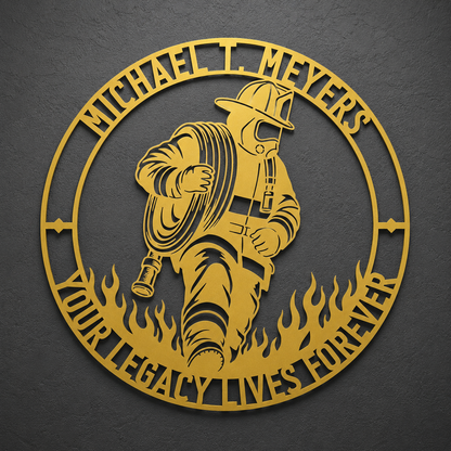 Personalized Firefighter Award Name Metal Sign Gift. Custom Volunteer Wall Decor