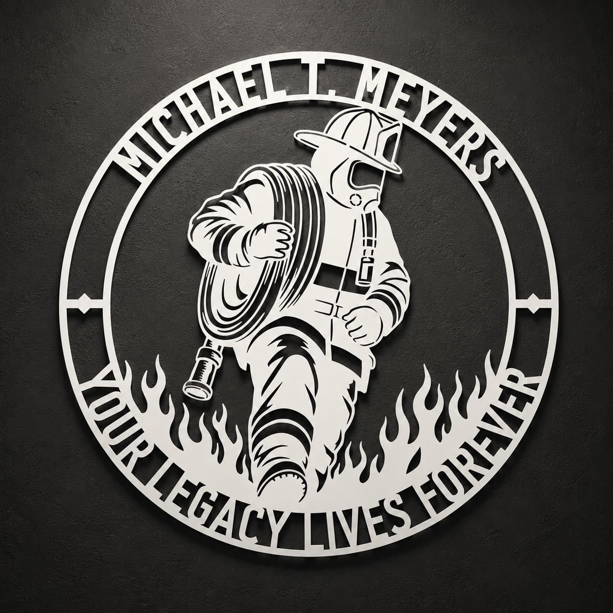 Personalized Firefighter Award Name Metal Sign Gift. Custom Volunteer Wall Decor