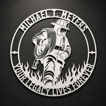 Personalized Firefighter Award Name Metal Sign Gift. Custom Volunteer Wall Decor