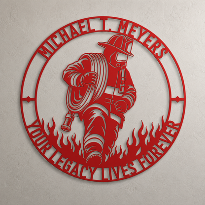 Personalized Firefighter Award Name Metal Sign Gift. Custom Volunteer Wall Decor