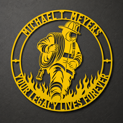 Personalized Firefighter Award Name Metal Sign Gift. Custom Volunteer Wall Decor