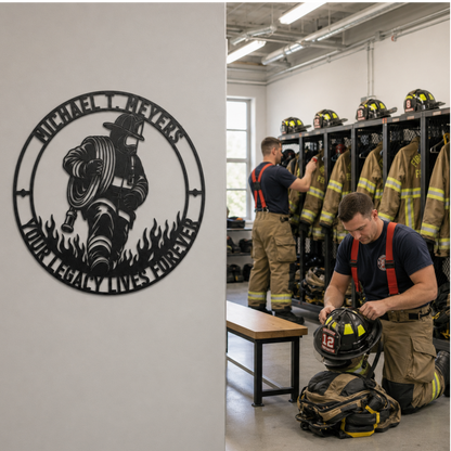 Personalized Firefighter Award Name Metal Sign Gift. Custom Volunteer Wall Decor