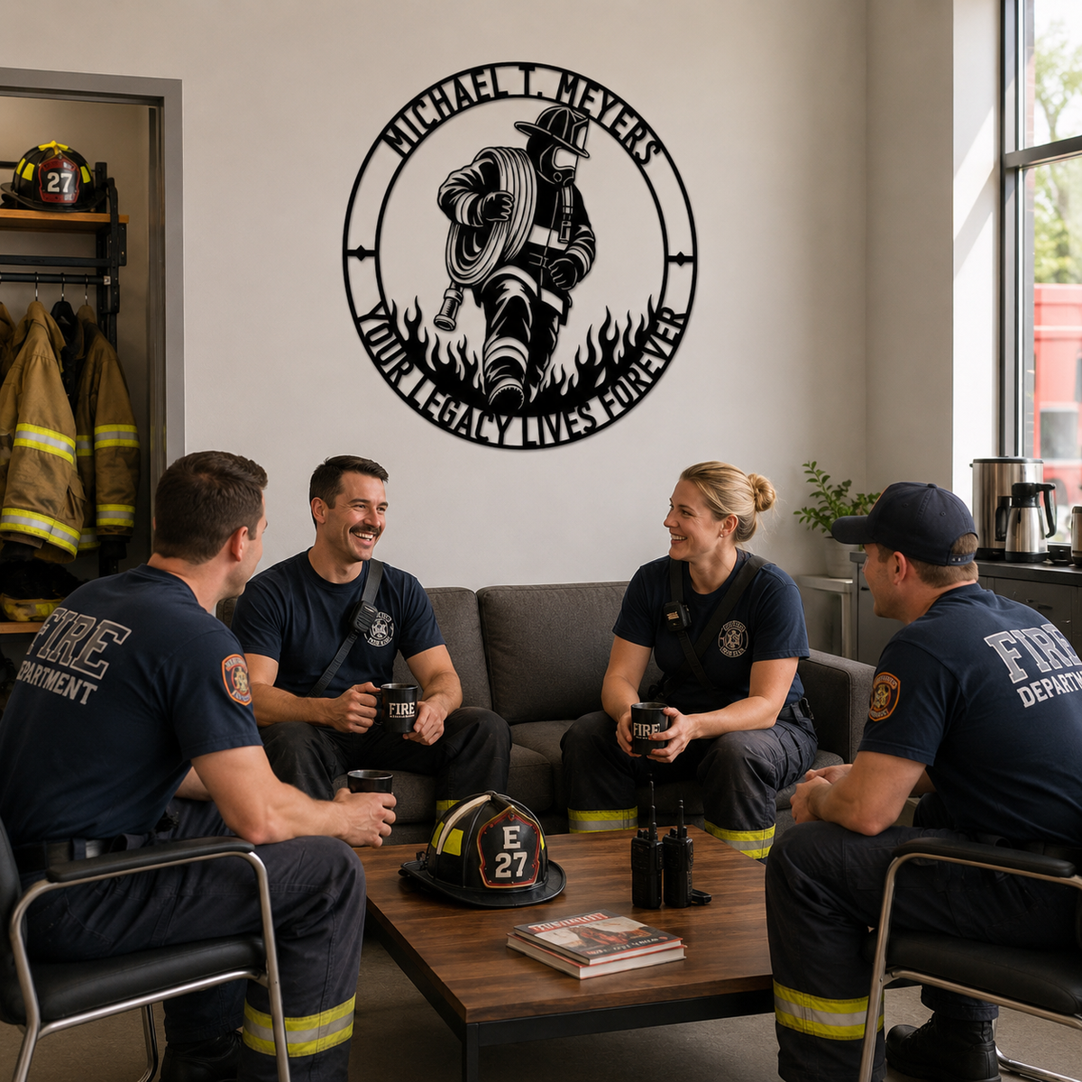 Personalized Firefighter Award Name Metal Sign Gift. Custom Volunteer Wall Decor