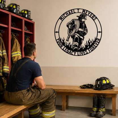 Personalized Firefighter Award Name Metal Sign Gift. Custom Volunteer Wall Decor