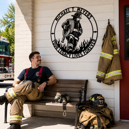 Personalized Firefighter Award Name Metal Sign Gift. Custom Volunteer Wall Decor
