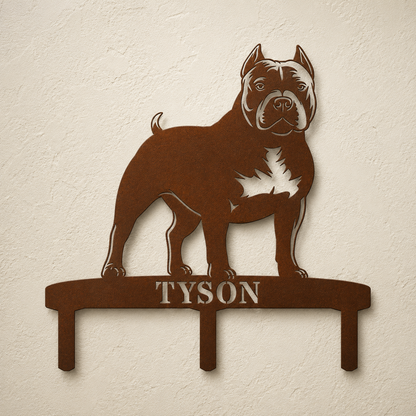 Personalized American Bully Garden Metal Sign With Stakes. Custom Dog Yard Name Gift