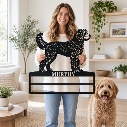 Personalized Doodle Rosette Metal Sign. Dog Champion Name Ribbon Display