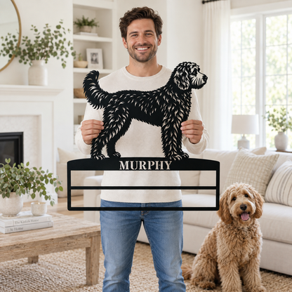 Personalized Doodle Rosette Metal Sign. Dog Champion Name Ribbon Display