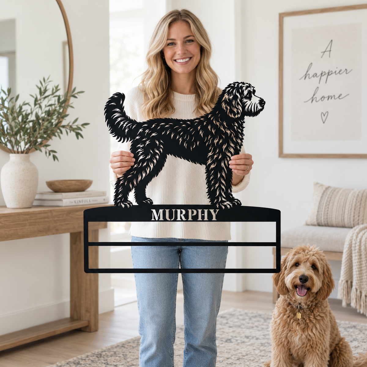Personalized Doodle Rosette Metal Sign. Dog Champion Name Ribbon Display