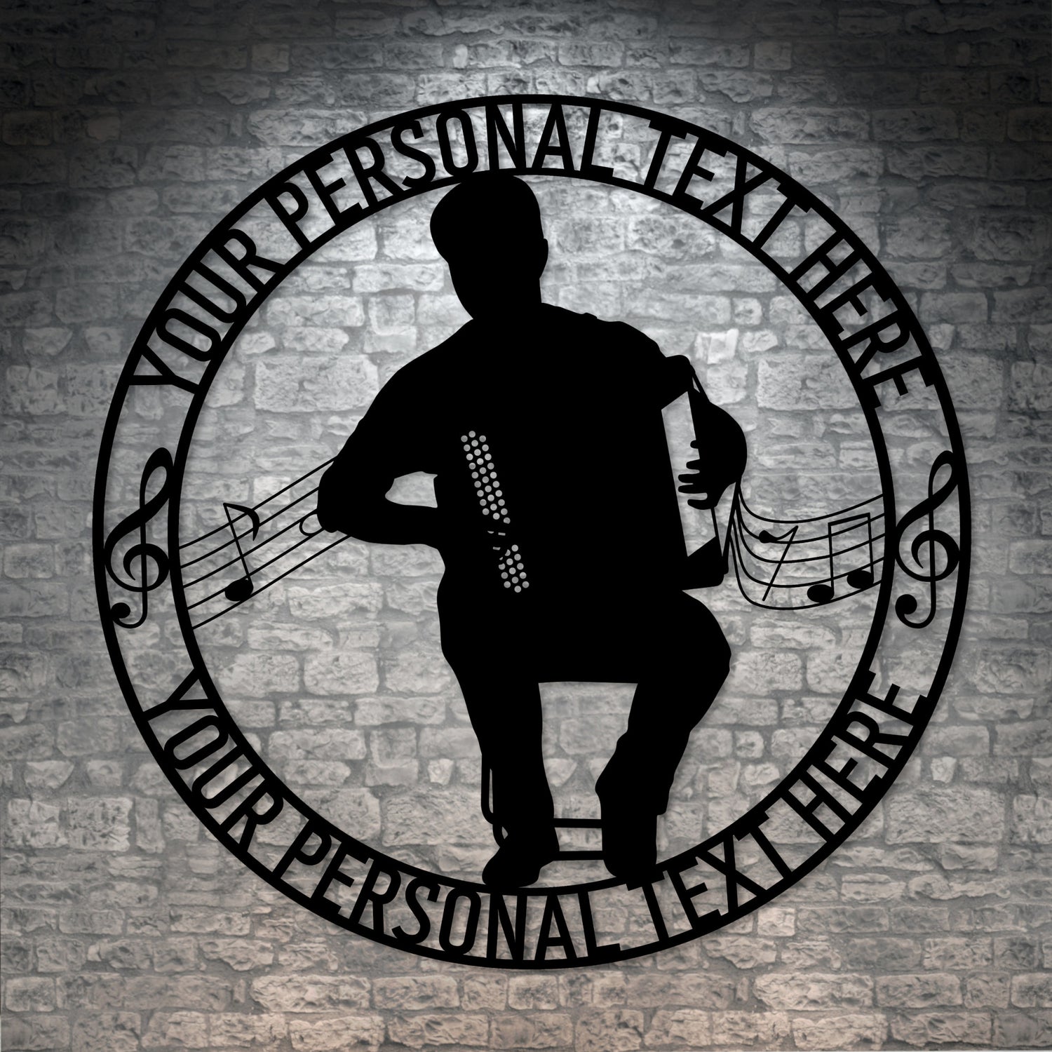 Custom Accordion Player Name Metal Sign In Black With Custom Text