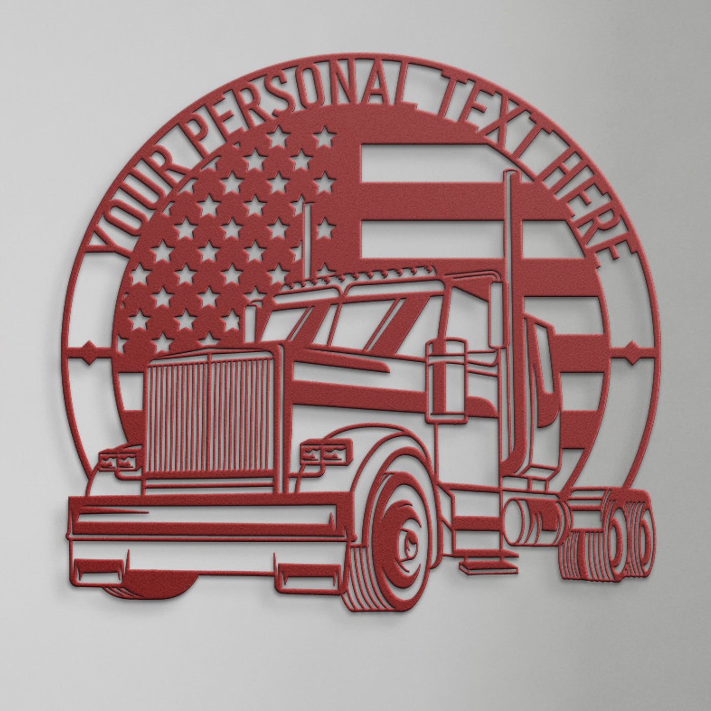 Personalized US Trucker Metal Sign Gift. Personal Patriotic Truck Owner. Lorry Driver Wall Decor. US 18 Wheeler Custom Truck Wall Hanging