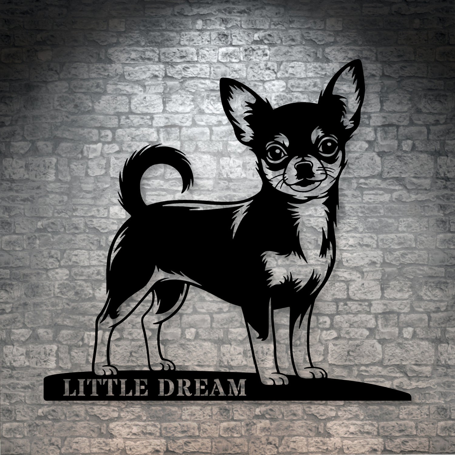 Large Personalized Chihuahua Metal Sign In Black. Custom Dog Owner Wall Decor Gift