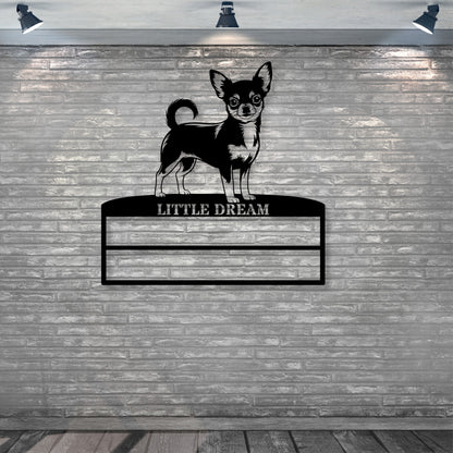 Large Personalized Chihuahua Rosette Display Metal Sign. Custom Dog Champion Wall Decor Gift