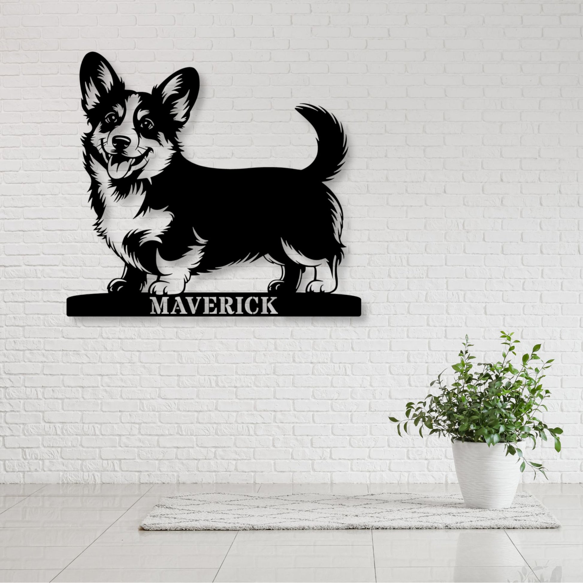 Large Personalized Corgi Guard Metal Sign In Black. Custom steel sign wall decor for dog lovers....