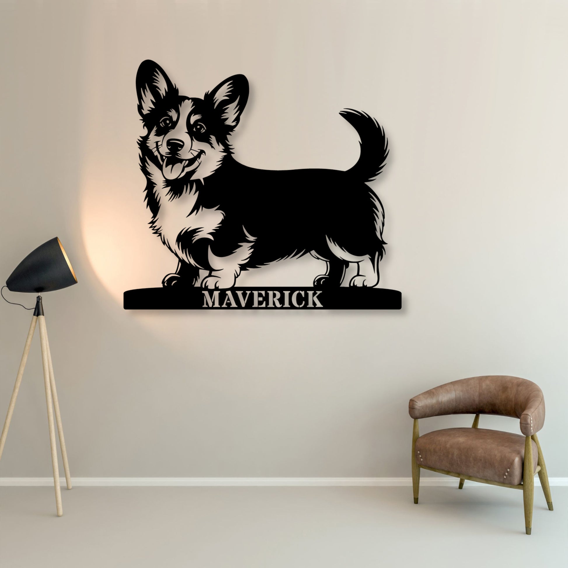 Large Personalized Corgi Guard Metal Sign In Black. Custom steel sign wall decor for dog lovers...