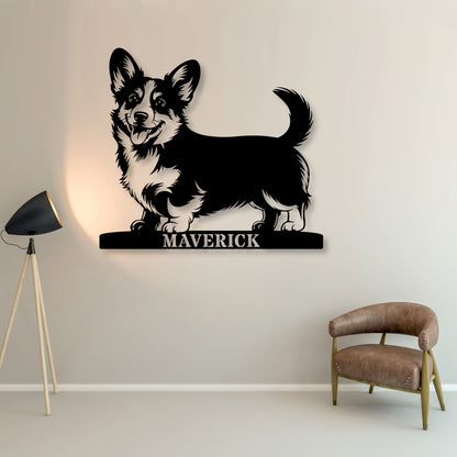 Large Personalized Corgi Guard Metal Sign In Black. Custom steel sign wall decor for dog lovers...