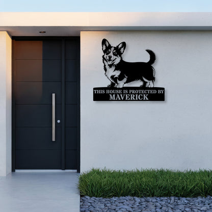 Large Personalized Corgi Metal Sign In Black. Custom Dog Owner Wall Decor Gift.......