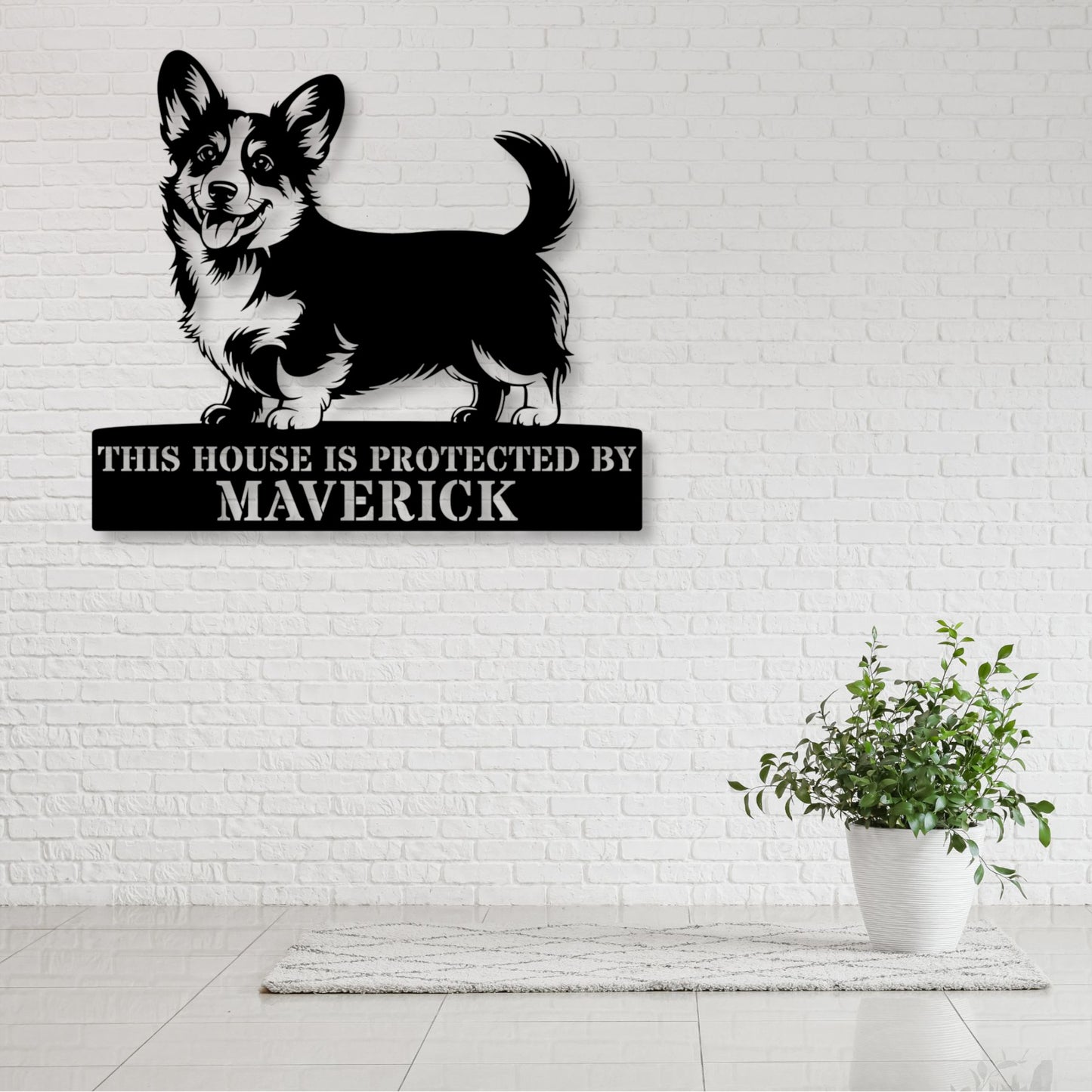 Large Personalized Corgi Metal Sign In Black. Custom Dog Owner Wall Decor Gift......