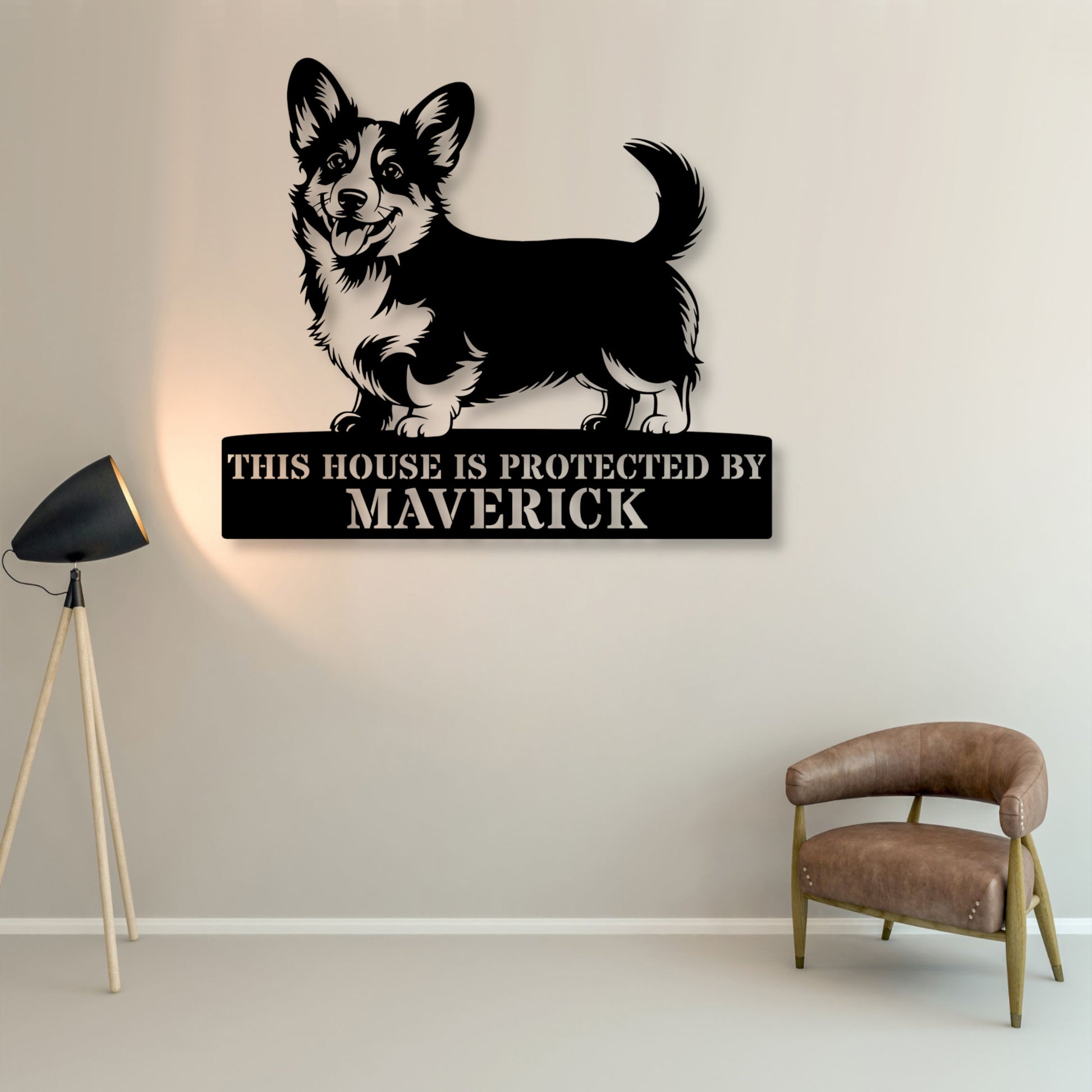 Large Personalized Corgi Metal Sign In Black. Custom Dog Owner Wall Decor Gift.....