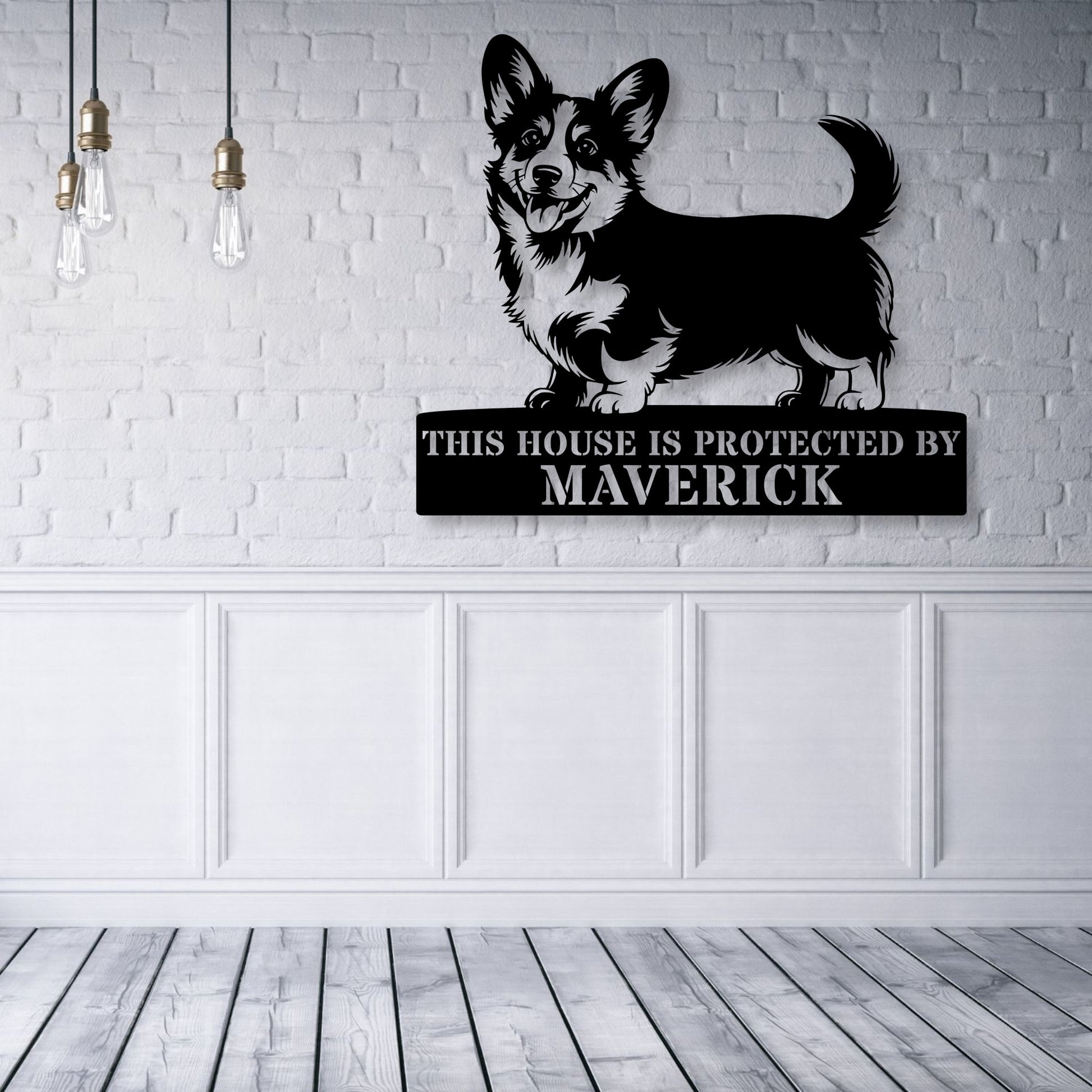 Large Personalized Corgi Metal Sign In Black. Custom Dog Owner Wall Decor Gift....