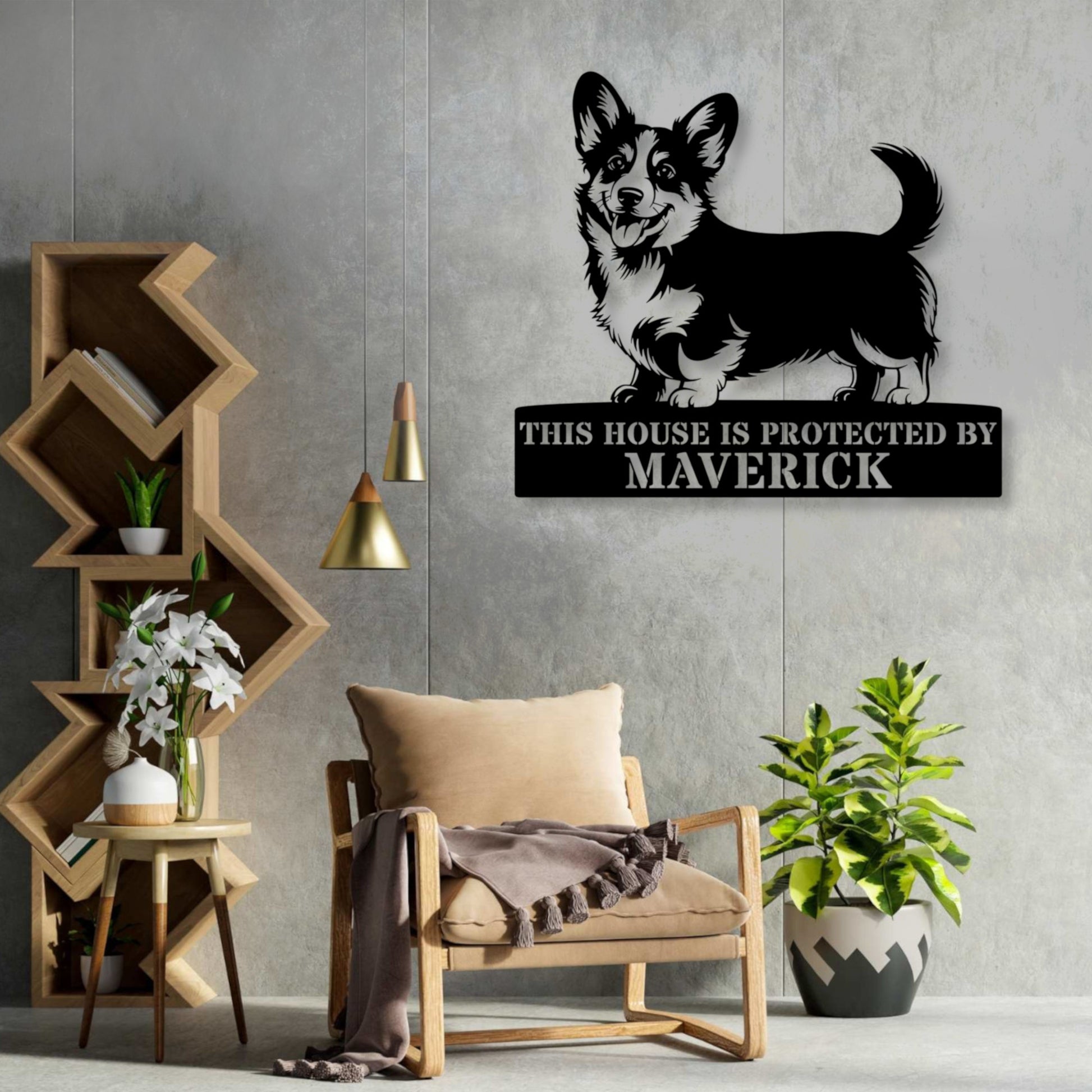Large Personalized Corgi Metal Sign In Black. Custom Dog Owner Wall Decor Gift..