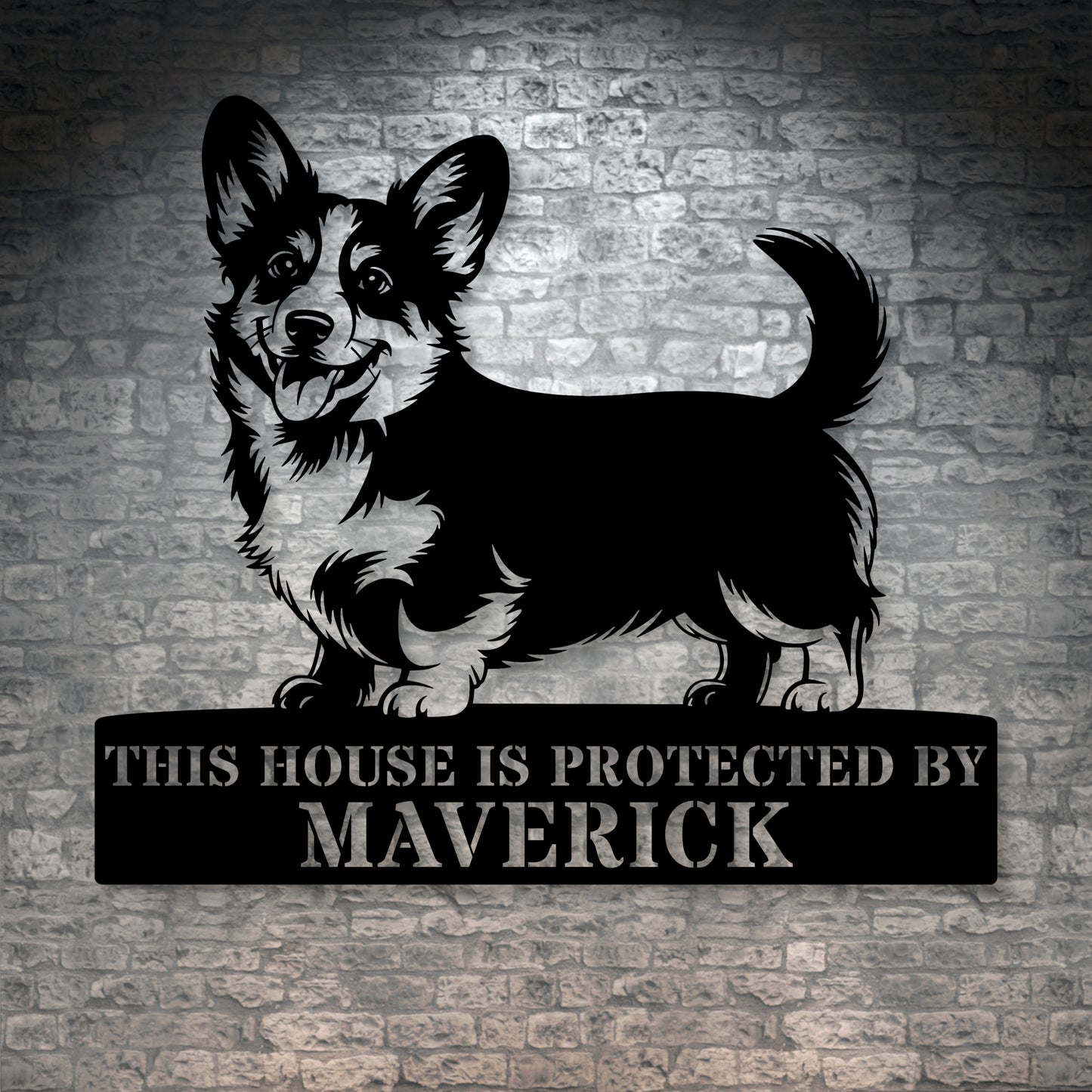 Large Personalized Corgi Metal Sign In Black. Custom Dog Owner Wall Decor Gift