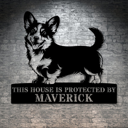 Large Personalized Corgi Metal Sign In Black. Custom Dog Owner Wall Decor Gift