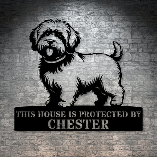 Large Personalized Coton De Tulear Metal Sign In Black. Custom Dog Owner Wall Decor Gift