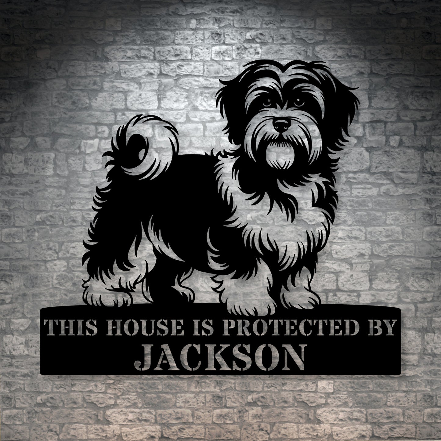 Large Personalized Havanese Metal Sign In Black. Custom Dog Owner Wall Decor Gift