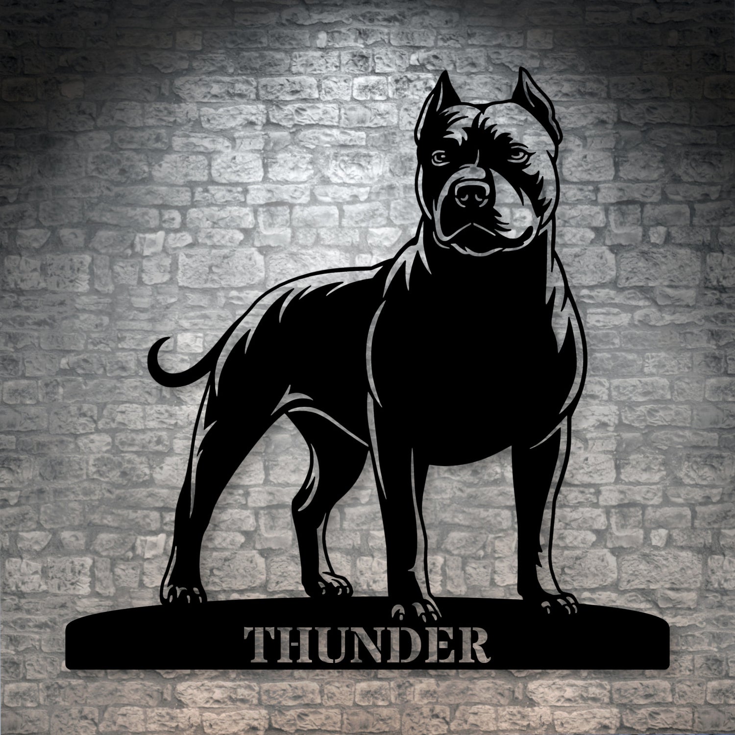 Large Personalized Pitbull Terrier Name Metal Sign In Black. Custom Dog Owner Wall Decor Gift