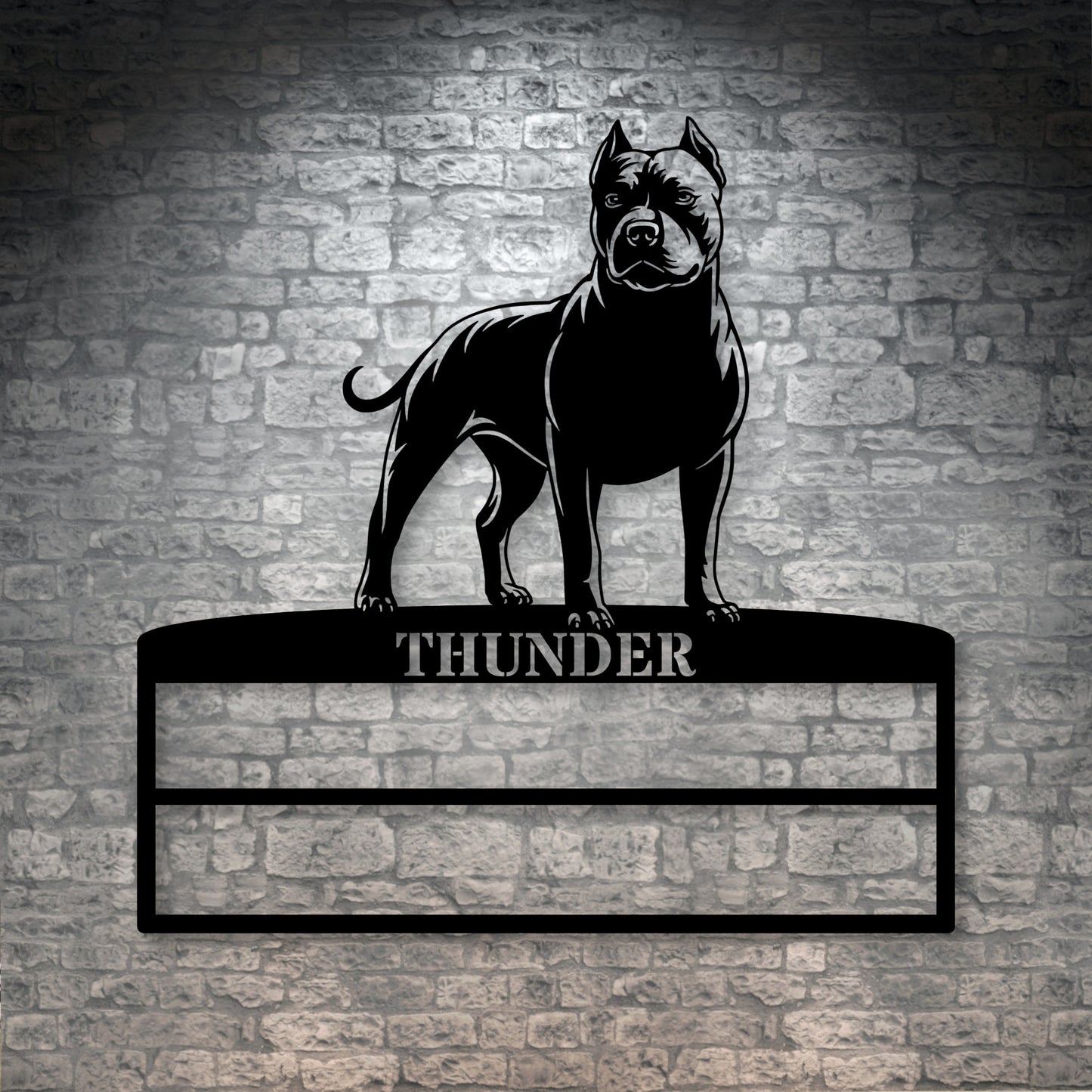 Large Personalized Pitbull Terrier Ribbon Display Metal Sign. Custom Dog Champion Wall Decor Gift