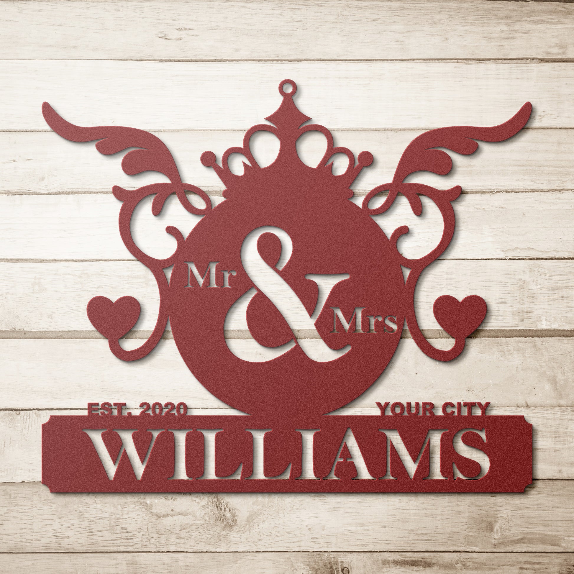 Personalized Family Last Name Metal Sign. Customizable Wedding Wall Decor Gift. Newly Married Housewarming sign. Custom Mr & Mrs Decoration