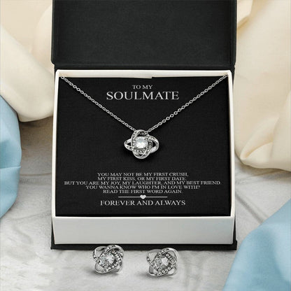 My Soulmate Love Knot Necklace & Earring Set For Her. Custom Jewelry Box Gift For My Girlfriend3