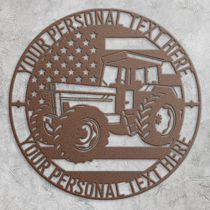 Personalized US Tractor Name Metal Sign. Custom American Agricultural Machinery. Heavy Machinery Operator. Farm Lover. Tractor Wall Art Gift