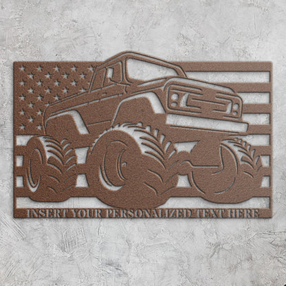 Personalized Monster Truck Name Metal Sign. Custom American Pickup Truck Wall Decor. Gift For Mechanic. Garage Shop Wall Hanging. Auto Decor