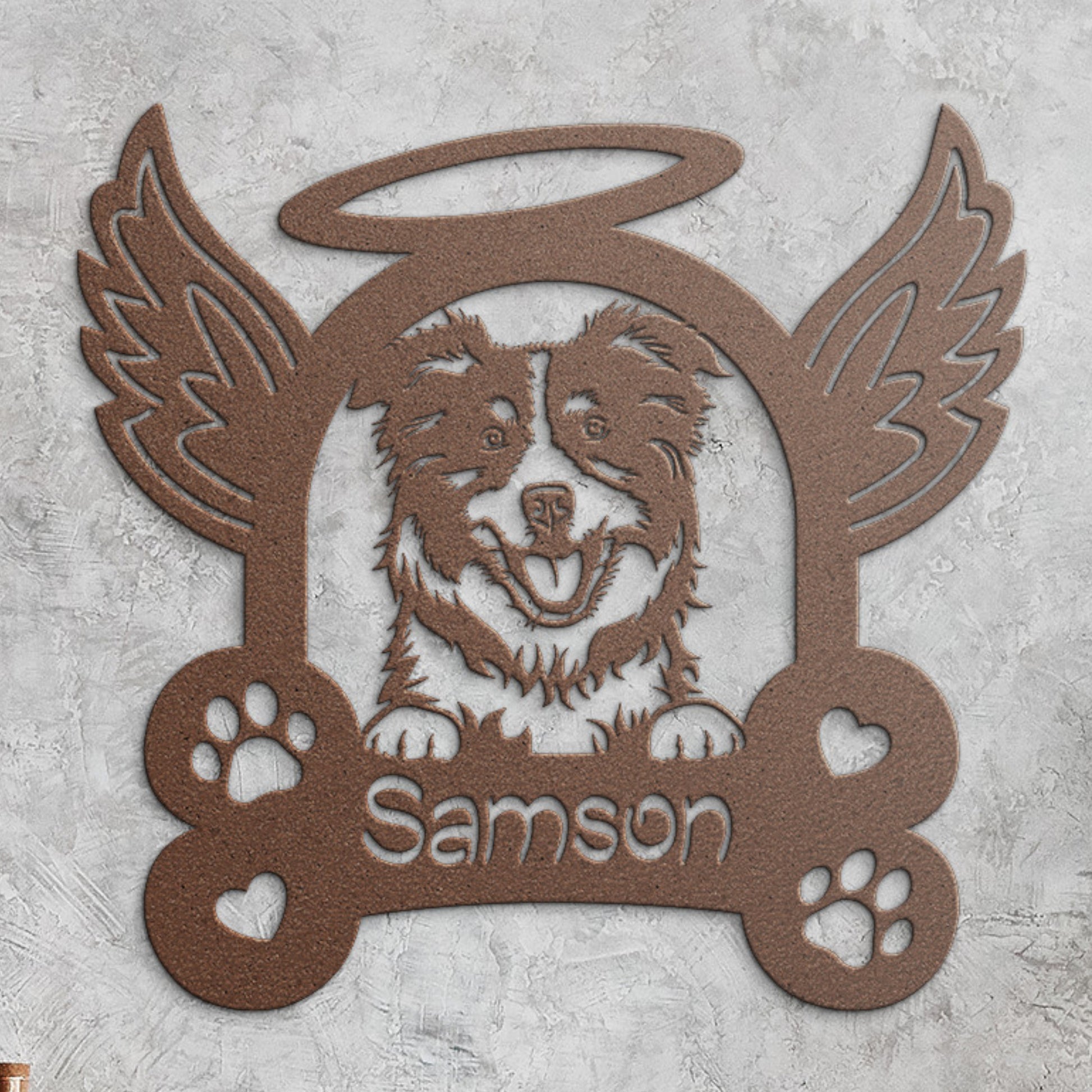 Personalized Australian Shepherd Remembrance Metal Art Sign. Pet loss Memorial Wall Decor Gift. Dog Memorial Name Sign. Dog Tribute Keepsake