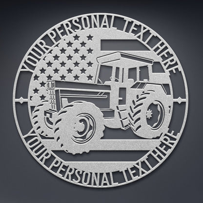 Personalized US Tractor Name Metal Sign. Custom American Agricultural Machinery. Heavy Machinery Operator. Farm Lover. Tractor Wall Art Gift