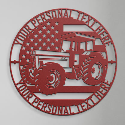 Personalized US Tractor Name Metal Sign. Custom American Agricultural Machinery. Heavy Machinery Operator. Farm Lover. Tractor Wall Art Gift