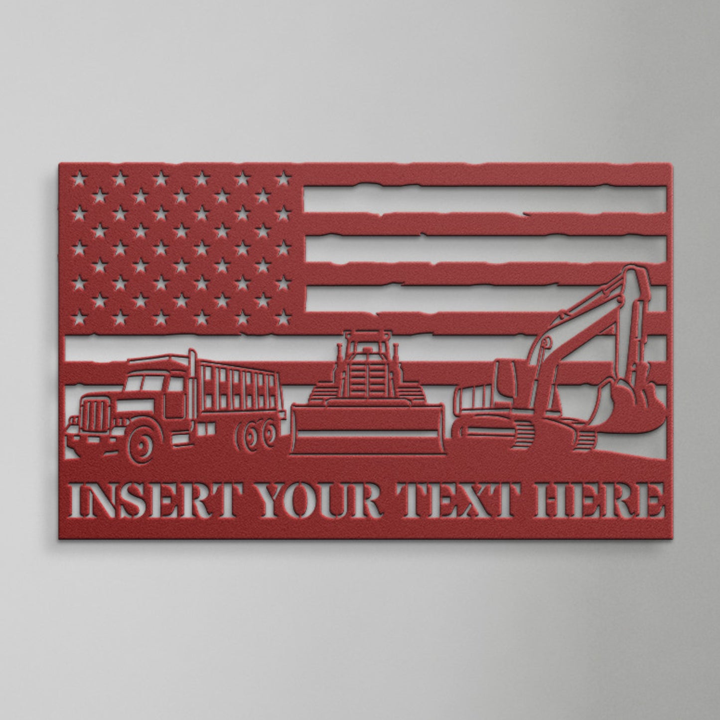 Personalized US Demolition Worker Metal Sign In Red