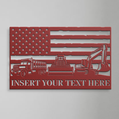 Personalized US Demolition Worker Metal Sign In Red