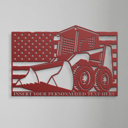 Personalized US Skid Steer Name Metal Sign. Custom American Loader Wall Decor Gift. Heavy Machinery Operator Wall Hanging.  Dirt Mover Sign
