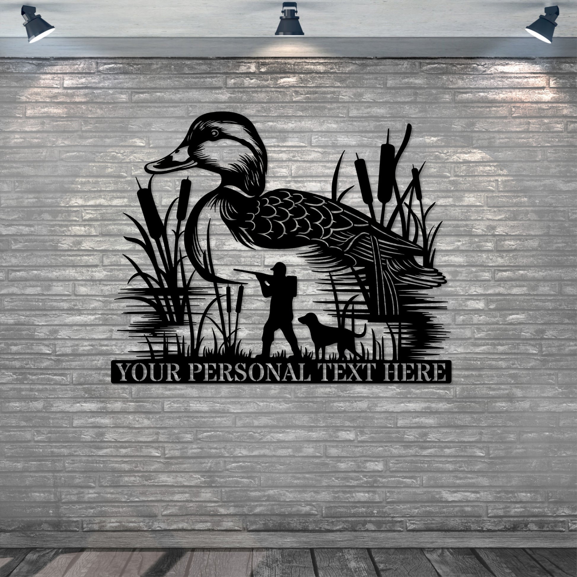 Personalized Duck Hunter Name Metal Sign Gift in black