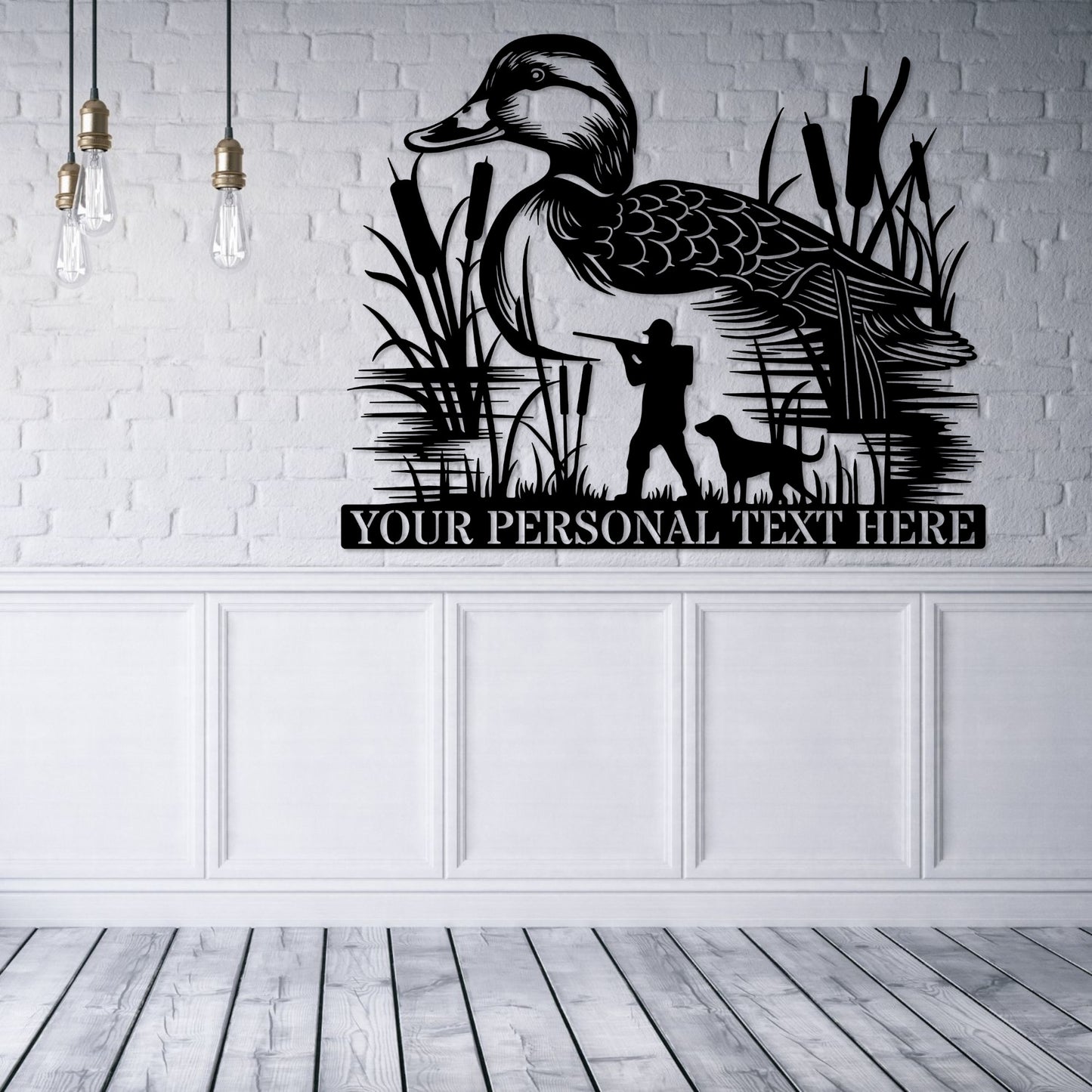 Personalized Duck Hunter Name Metal Sign Gift in black