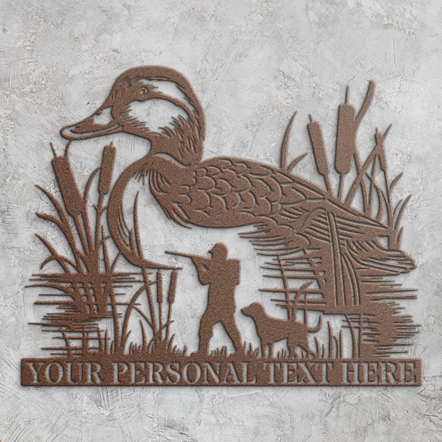 Personalized Duck Hunter Name Metal Sign Gift in copper