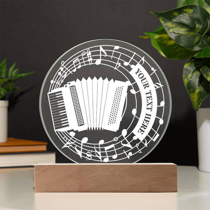Personalized Accordion And Notes Acrylic LED Sign In White With Custom Text 1