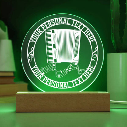 Personalized Accordion Instrument Acrylic LED Sign In Green With Custom Text